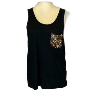 Son of John Women’s 100% Cotton With Silk Sequin Pocket Tank Top. Size XS